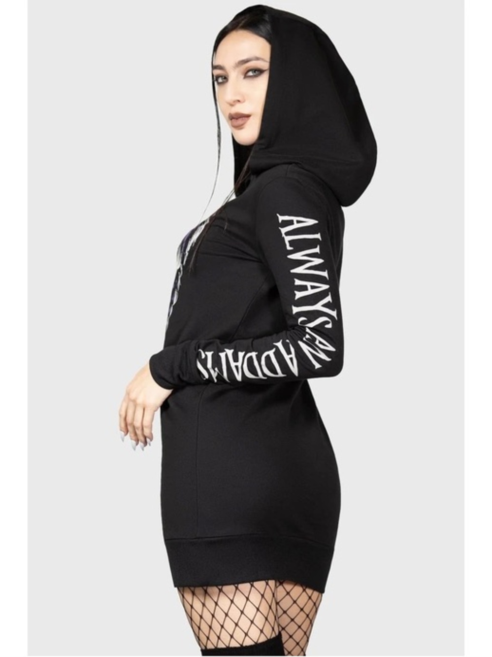 KILLSTAR x Wednesday No-Hug Zone Longline Hoodie Black Purple Size M NWT - Picture 11 of 12